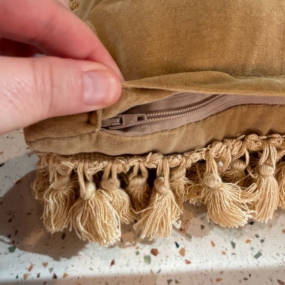 Vintage Floral Tapestry Accent Pillow Down Filled with Tassels - Picture 5 of 6